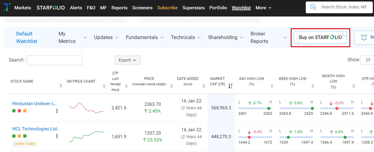 Click on Buy On STARFOLIO button